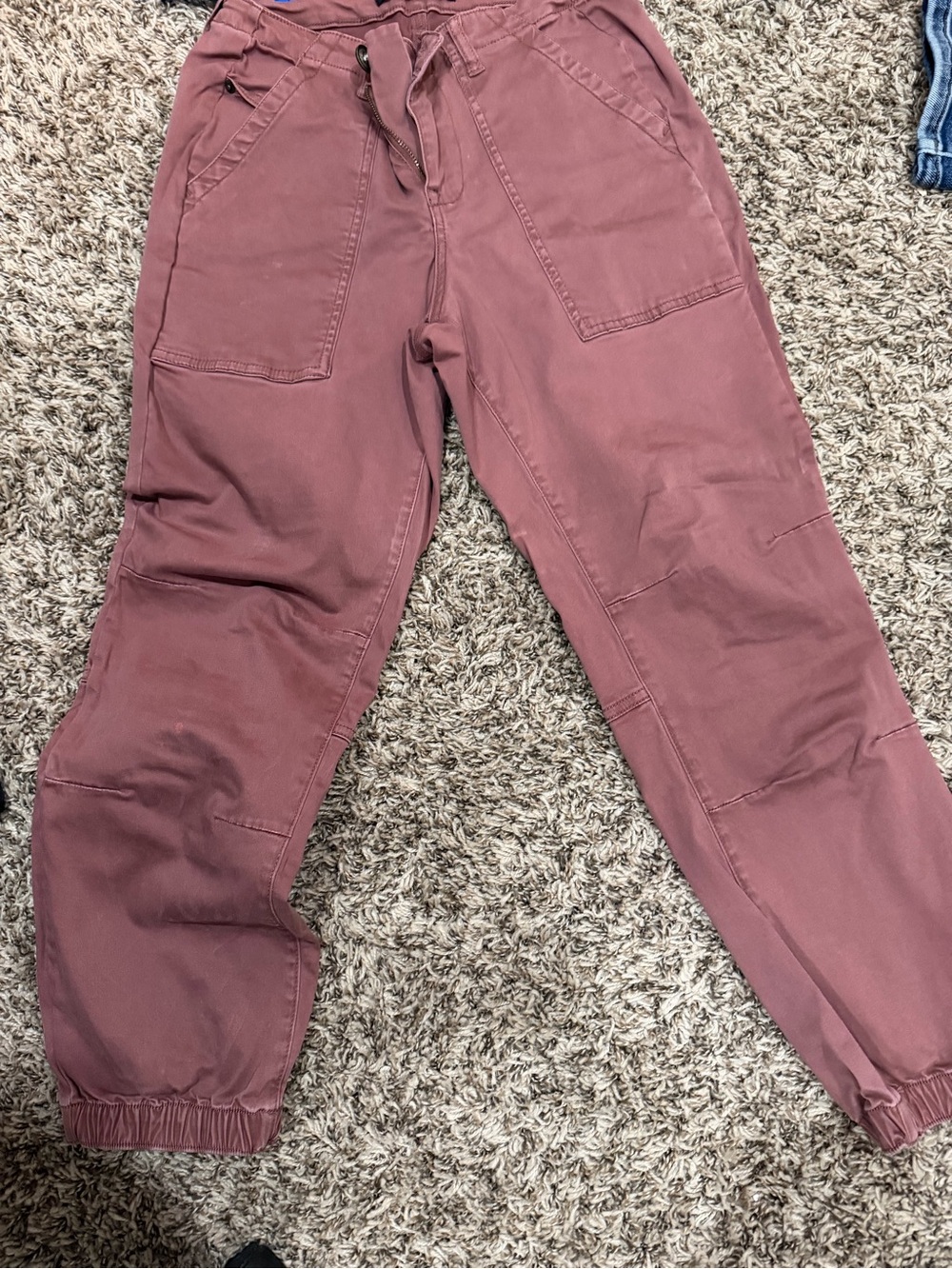 Women's Drawstring Cargo Joggers in Dusty Rose